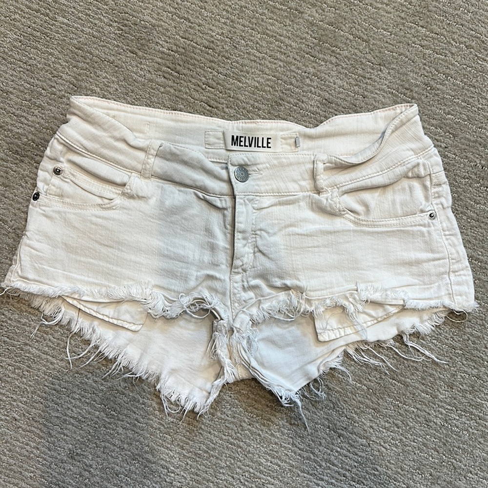 Brandy Melville Short Short Distressed White Jean Shorts
